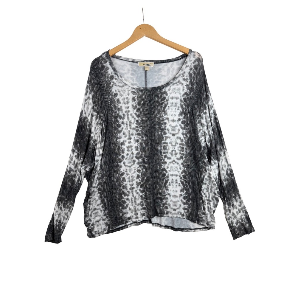 Michael Kors‎ Snake Print Stud Detail Long Sleeve Blouse size Large Black/White